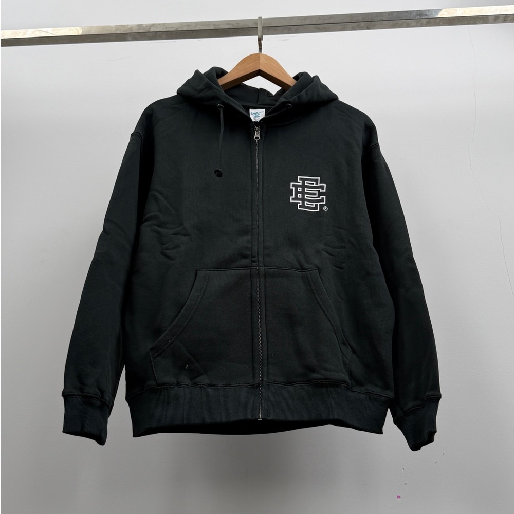 Eric Emanuel Black Zip-Up Hoodie with White Logo